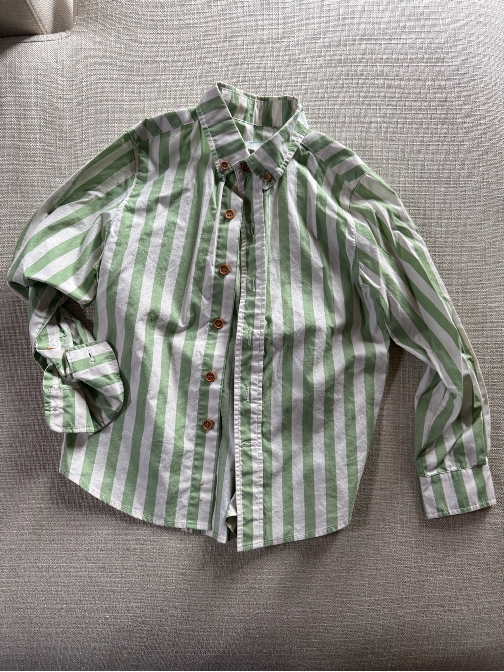 Eleanor Rose Green & White Striped Button-Down Shirt